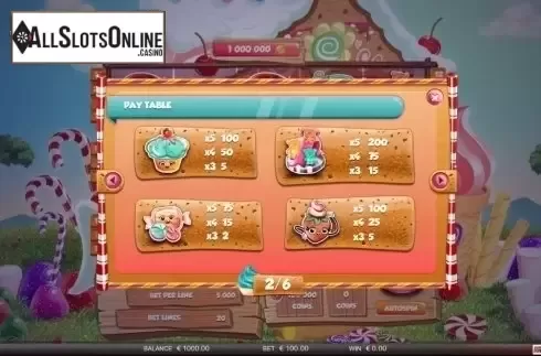 Paytable 2. Hansel and Gretel (Red Rake) from Red Rake