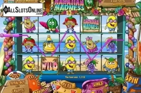 Win Screen. Hawaiian Madness from Bwin.Party