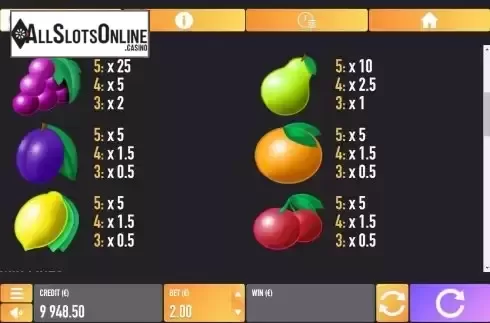 Pay Table screen 2