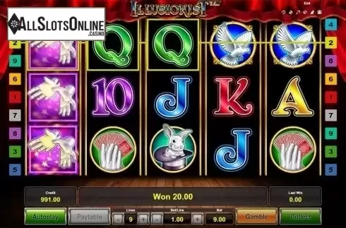 Win screen. Illusionist from Novomatic