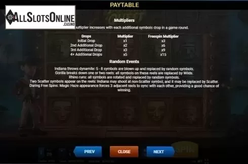 Paytable 3. Indiana's Quest from Evoplay Entertainment
