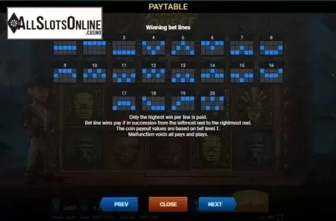 Paytable 4. Indiana's Quest from Evoplay Entertainment