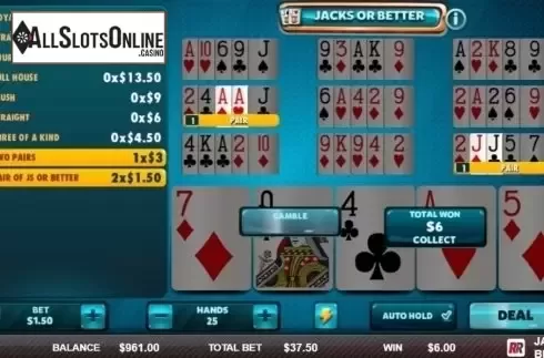 Game Screen 2. Jacks or Better (Red Rake) from Red Rake