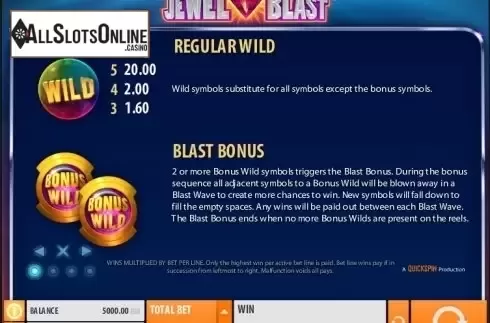 Paytable 1. Jewel Blast from Quickspin