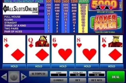 Game Screen. Joker Poker (iSoftBet) from iSoftBet