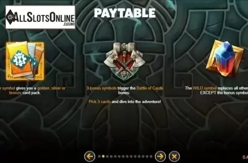 Paytable. Karak Forge from GAMING1