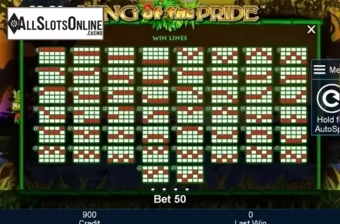 Paytable 3. King of the Pride from Mazooma