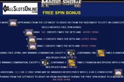 Paytable 1. Magic Show from JDB168