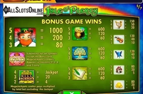 Screen6. MegaJackpots Isle O'Plenty from IGT