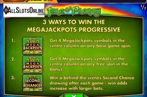 Screen2. MegaJackpots Isle O'Plenty from IGT