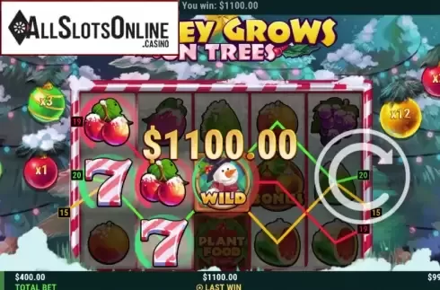 Win Screen 2. Money Grows on Trees Christmas Edition from Slot Factory