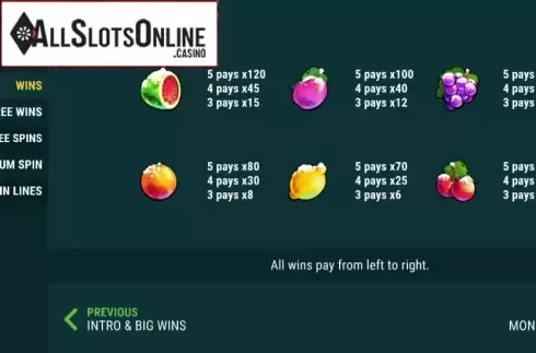 Paytable 2. Money Grows on Trees Christmas Edition from Slot Factory