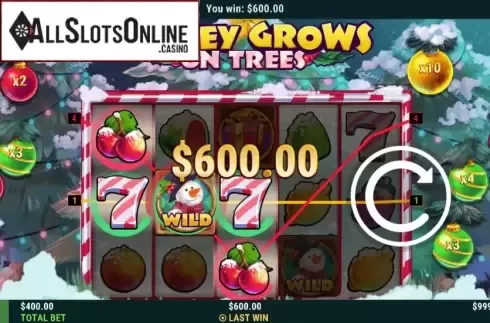 Win Screen 1. Money Grows on Trees Christmas Edition from Slot Factory