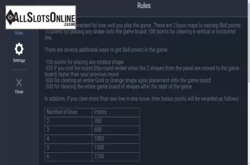 Points screen