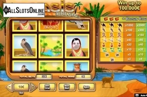 Screen 1. Oasis Dreams from NeoGames