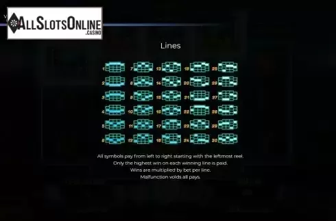 Paylines screen