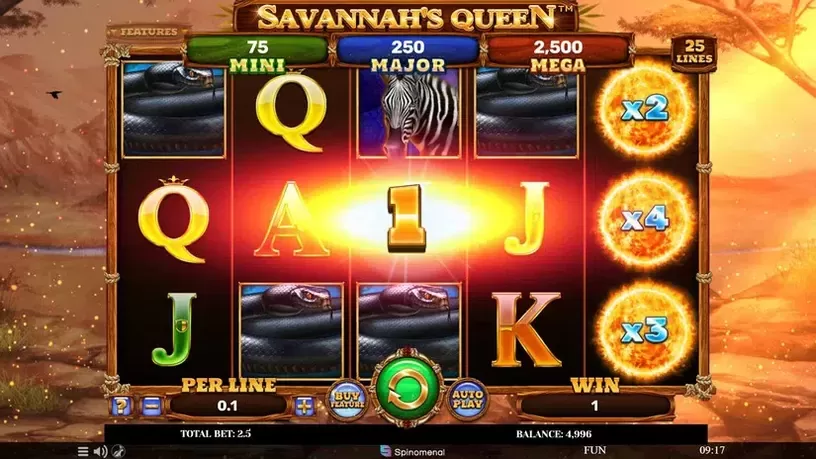 Savannah's Queen slot screenshot 2