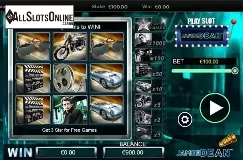 Reel screen. Scratch James Dean from NextGen