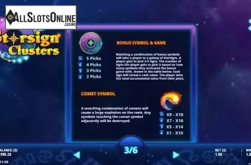 Bonus Game screen