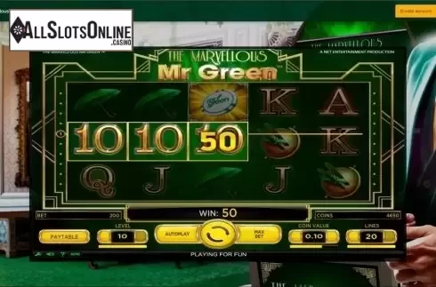 Win Screen . The Marvellous Mr Green from NetEnt