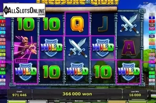 Win screen. Treasure & Glory from Greentube