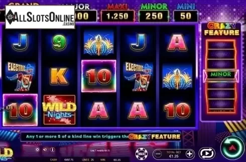 Win Screen. Wild Nights from Ainsworth