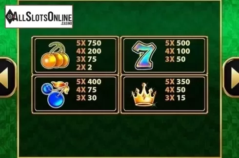 Paytable. Wild Shamrock (MultiSlot) from MultiSlot