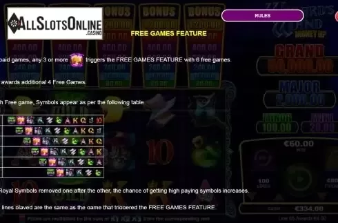 Free games feature screen
