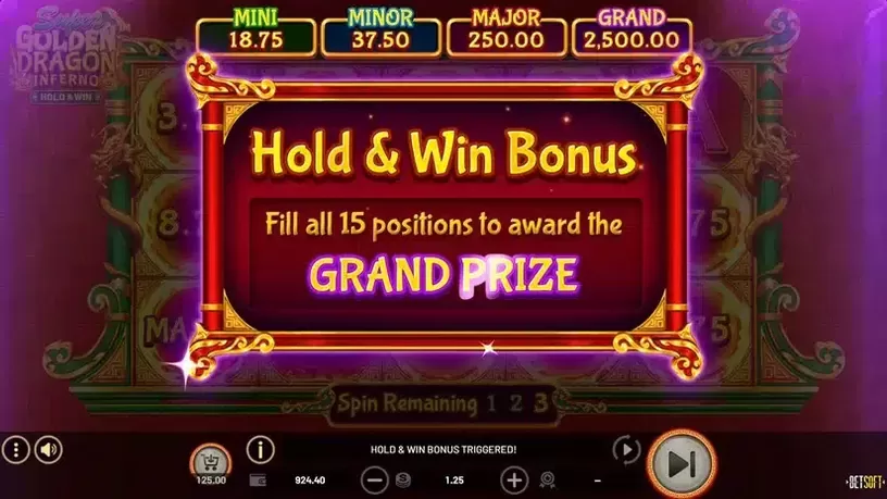 Super Golden Dragon Inferno slot screenshot 