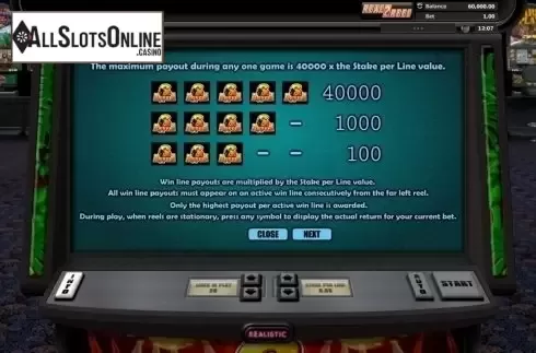 Paytable 1. 6 Appeal from Realistic