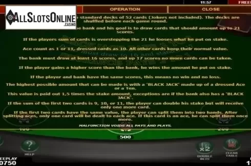 Game Rules. Blackjack (Amatic) from Amatic Industries