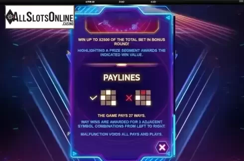Pay Lines screen