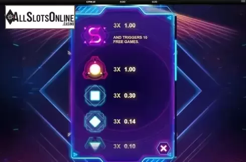 Pay Table screen 2