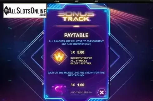 Pay Table screen