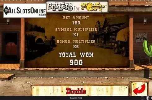 Total win screen. Bullets for Money from Espresso Games