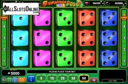 Reel Screen. Burning Dice (EGT) from EGT