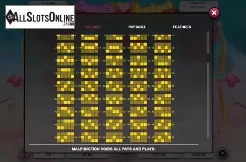 Paylines screen