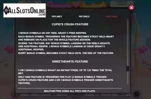 Features screen