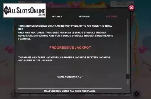 Progressive jackpot screen