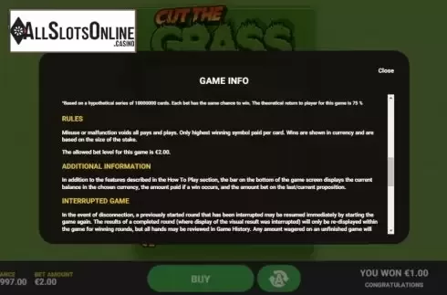 Info 3. Cut The Grass from Hacksaw Gaming