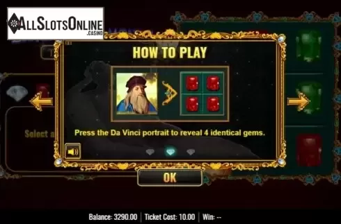 Game Rules 2. Da Vinci Diamonds Tic Tac Toe from IGT