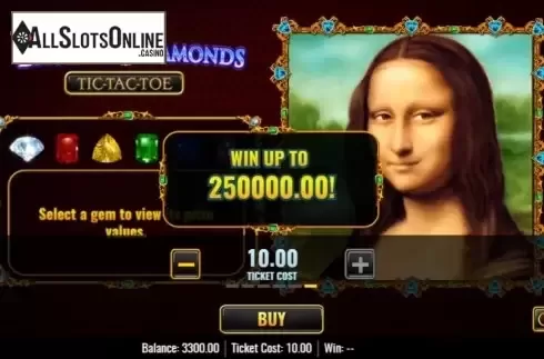 Game Screen 1. Da Vinci Diamonds Tic Tac Toe from IGT