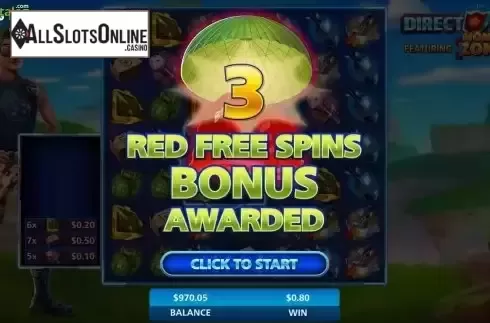 Red Free Spins Win Screen