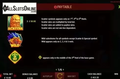 Paytable 1. Dragon Fantasy from ReelFeel Gaming