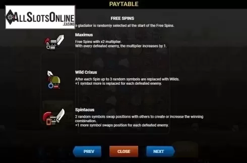 Paytable 3. Epic Gladiators from Evoplay Entertainment