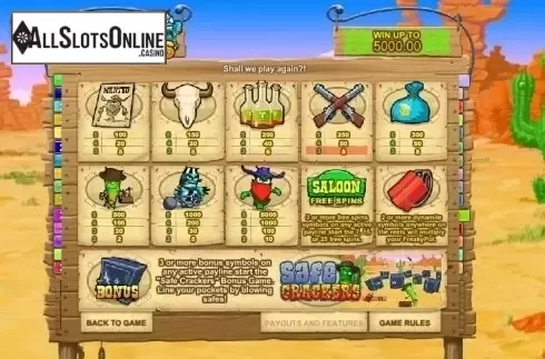 Paytable 1. Freaky Bandits from GamesOS