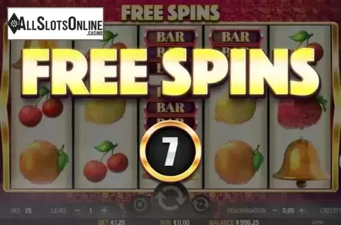 Free Spins screen