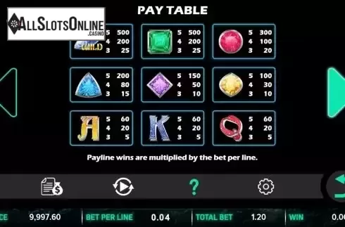 Pay Table screen