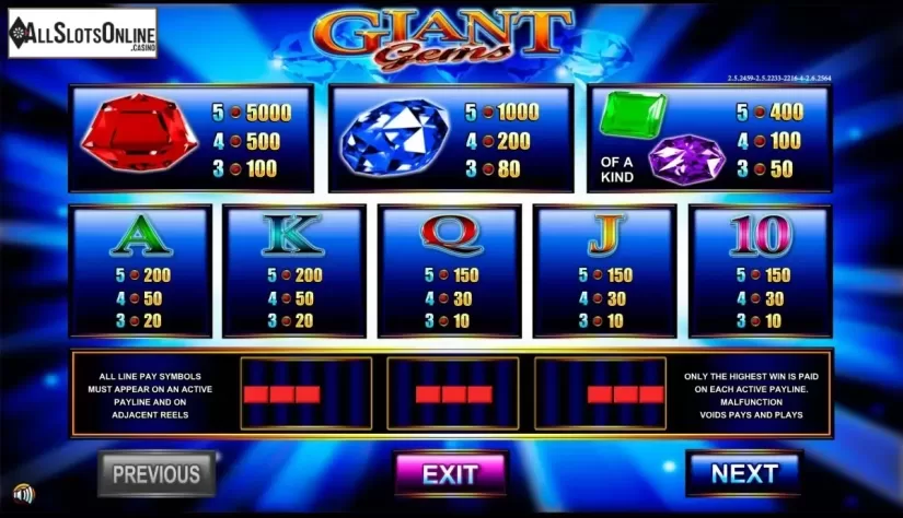 Screen2. Giant Gems from Betdigital