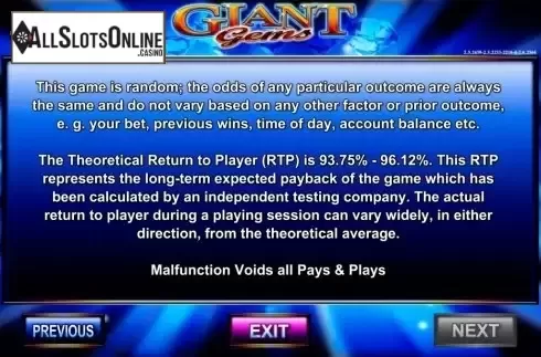 Screen6. Giant Gems from Betdigital